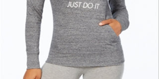 Moletom Nike Feminino com Capuz e Zíper em Malha Cinza Tamanho XS
