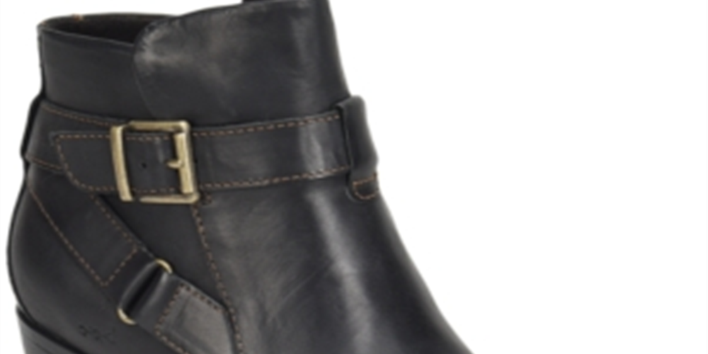 Botas femininas BOC de couro de karité, pretas, tamanho 6,5 M