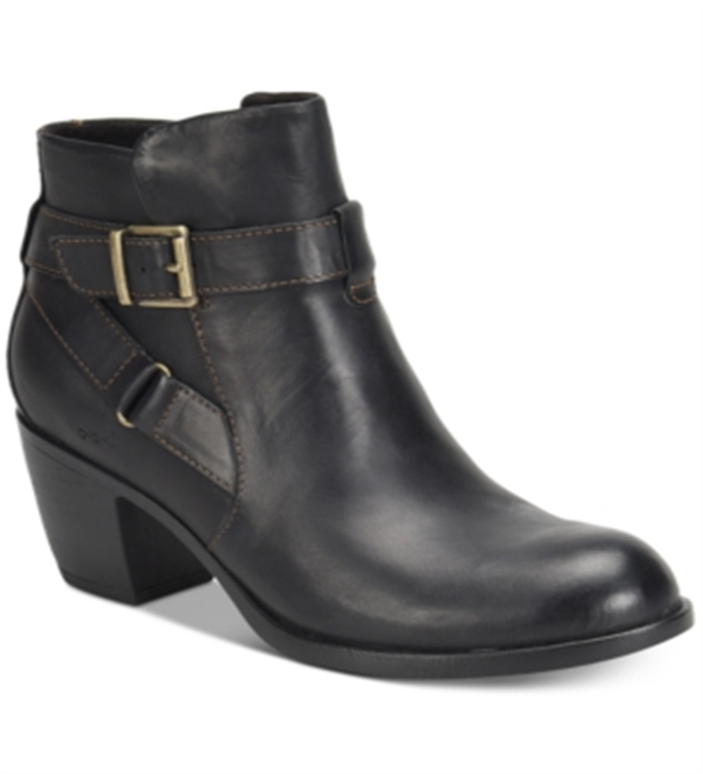 Botas femininas BOC de couro de karité, pretas, tamanho 8,5 M