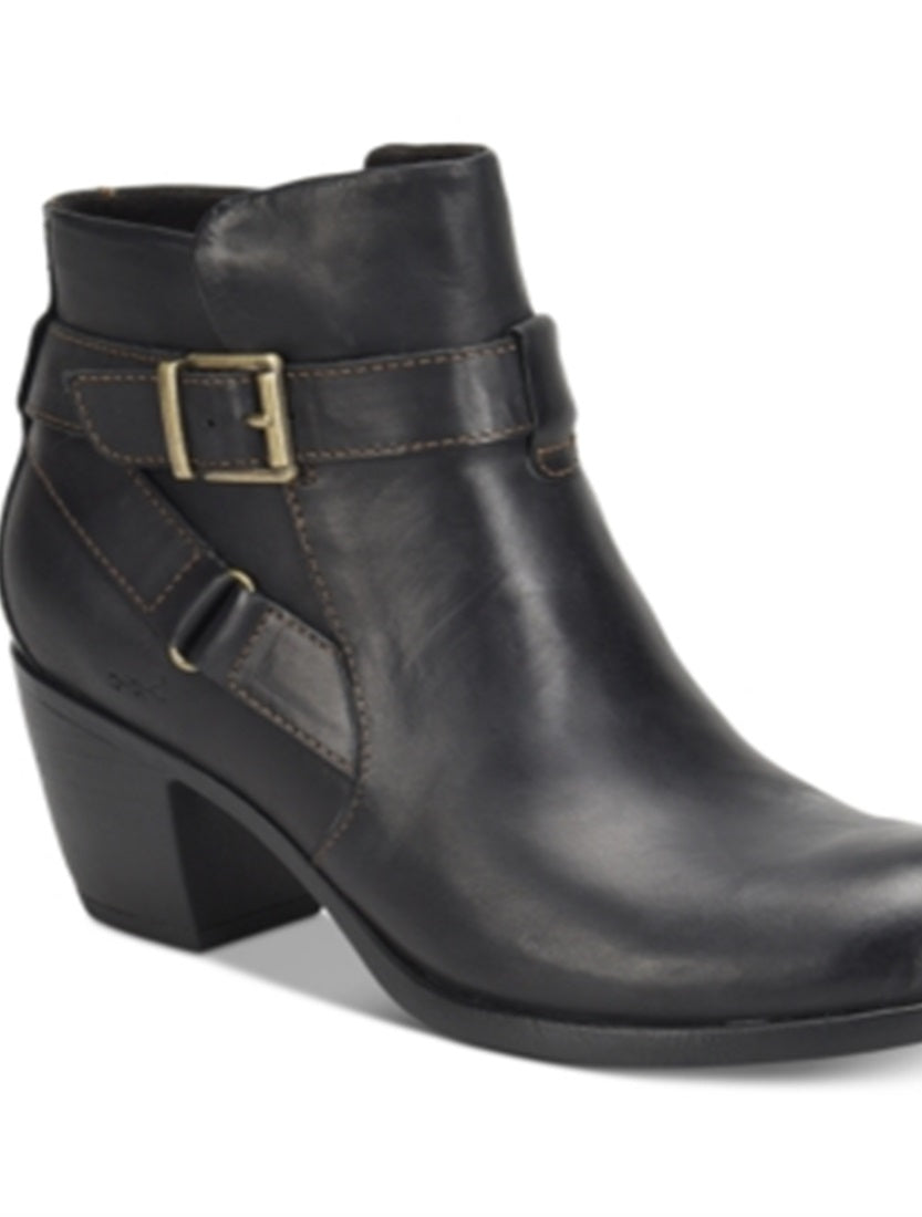 Botas femininas BOC de couro de karité, pretas, tamanho 8,5 M
