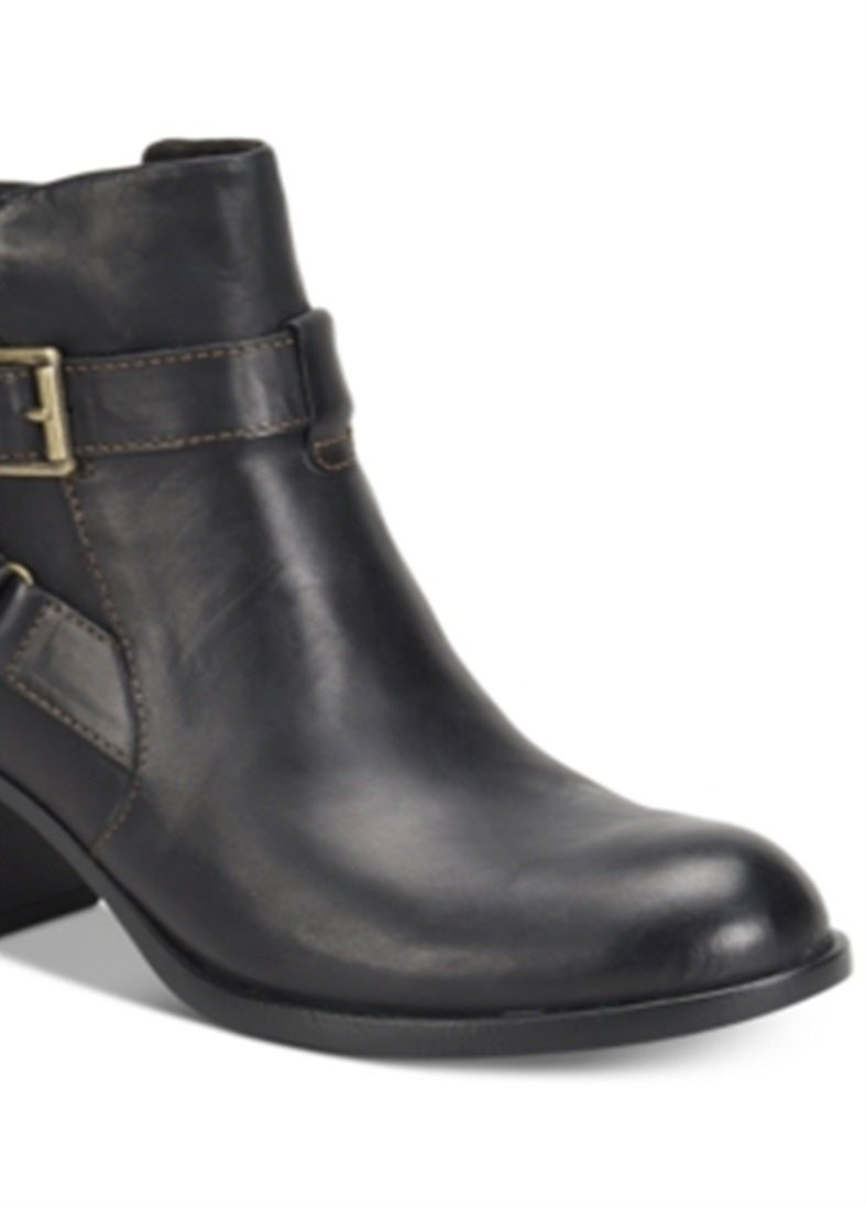 Botas femininas BOC de couro de karité, pretas, tamanho 8,5 M