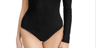 Body de malha canelada de um ombro só da Polly &amp; Esther Junior, preto, tamanho grande