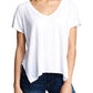 Camiseta feminina Velvet by Graham &amp; Spencer com fenda lateral, branca, tamanho médio