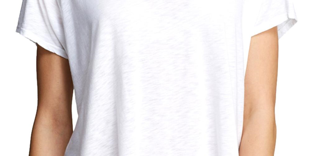 Camiseta feminina Velvet by Graham &amp; Spencer com fenda lateral, branca, tamanho médio