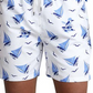 Calção de banho masculino Polo Ralph Lauren Traveler com estampa de barco à vela, branco, tamanho médio