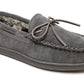 Pantufa masculina Minnetonka com forro de pele sintética e sola dura, cinza, tamanho 12 W