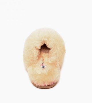 Pantufa feminina Minnetonka em pele de carneiro genuína, vermelha, tamanho 10 M