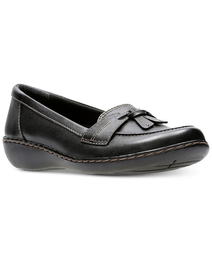 Sapatos Clarks Ashland Bubble Flats Femininos Pretos Tamanho 7,5 W