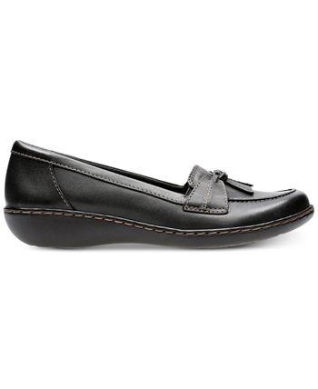 Sapatos Clarks Ashland Bubble Flats Femininos Pretos Tamanho 7,5 W