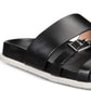 Sandálias de couro femininas Aqua College Sloan com bico aberto, casuais, pretas, tamanho 7 M