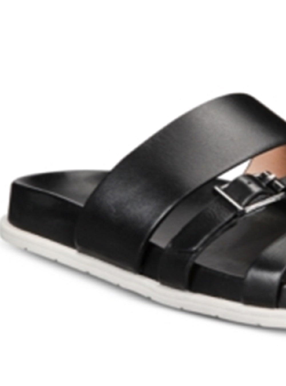 Sandálias de couro femininas Aqua College Sloan com bico aberto, casuais, pretas, tamanho 7 M