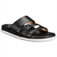 Sandálias de couro femininas Aqua College Sloan com bico aberto, casuais, pretas, tamanho 7 M