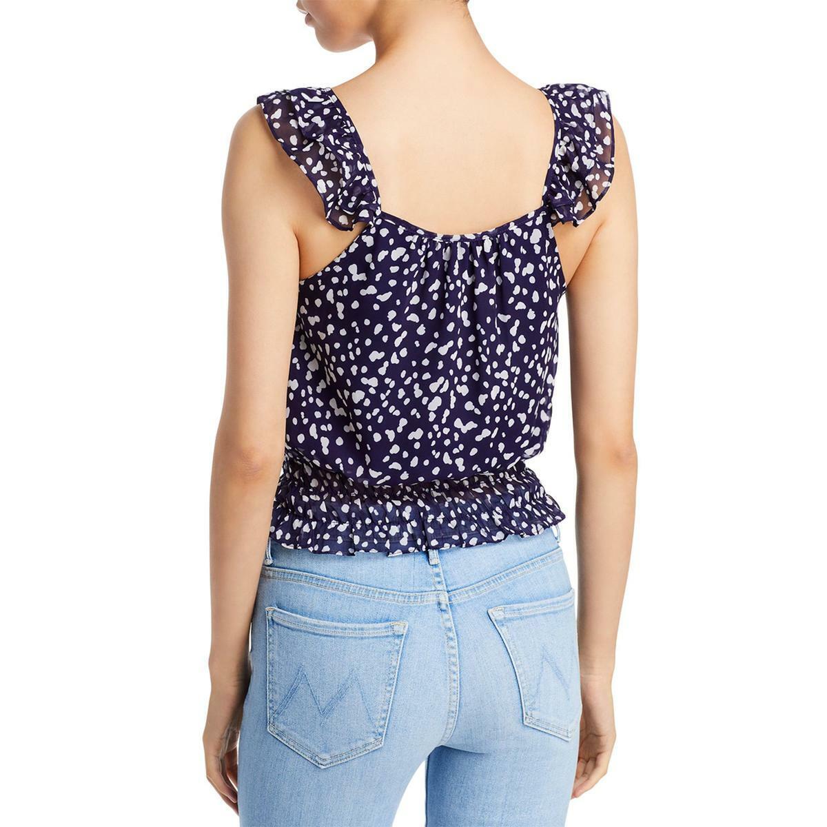 Blusa feminina Aqua com babados e bolinhas abstratas, azul, tamanho pequeno