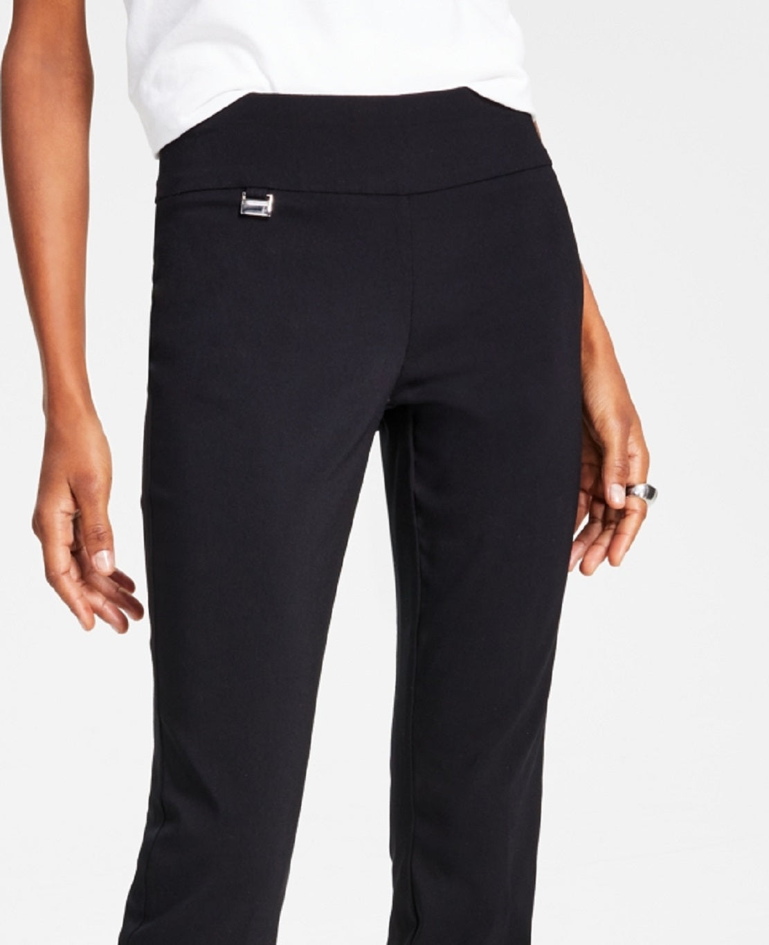 Calça skinny Alfani feminina com controle de barriga, tamanho 6, preta