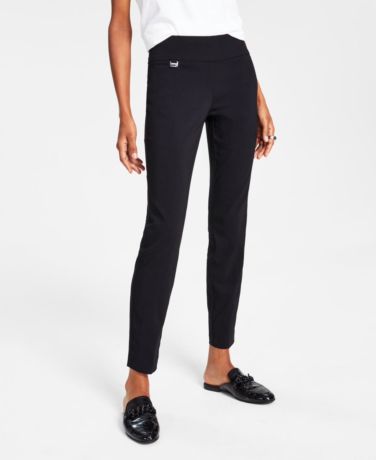 Calça skinny Alfani feminina com controle de barriga, tamanho 6, preta