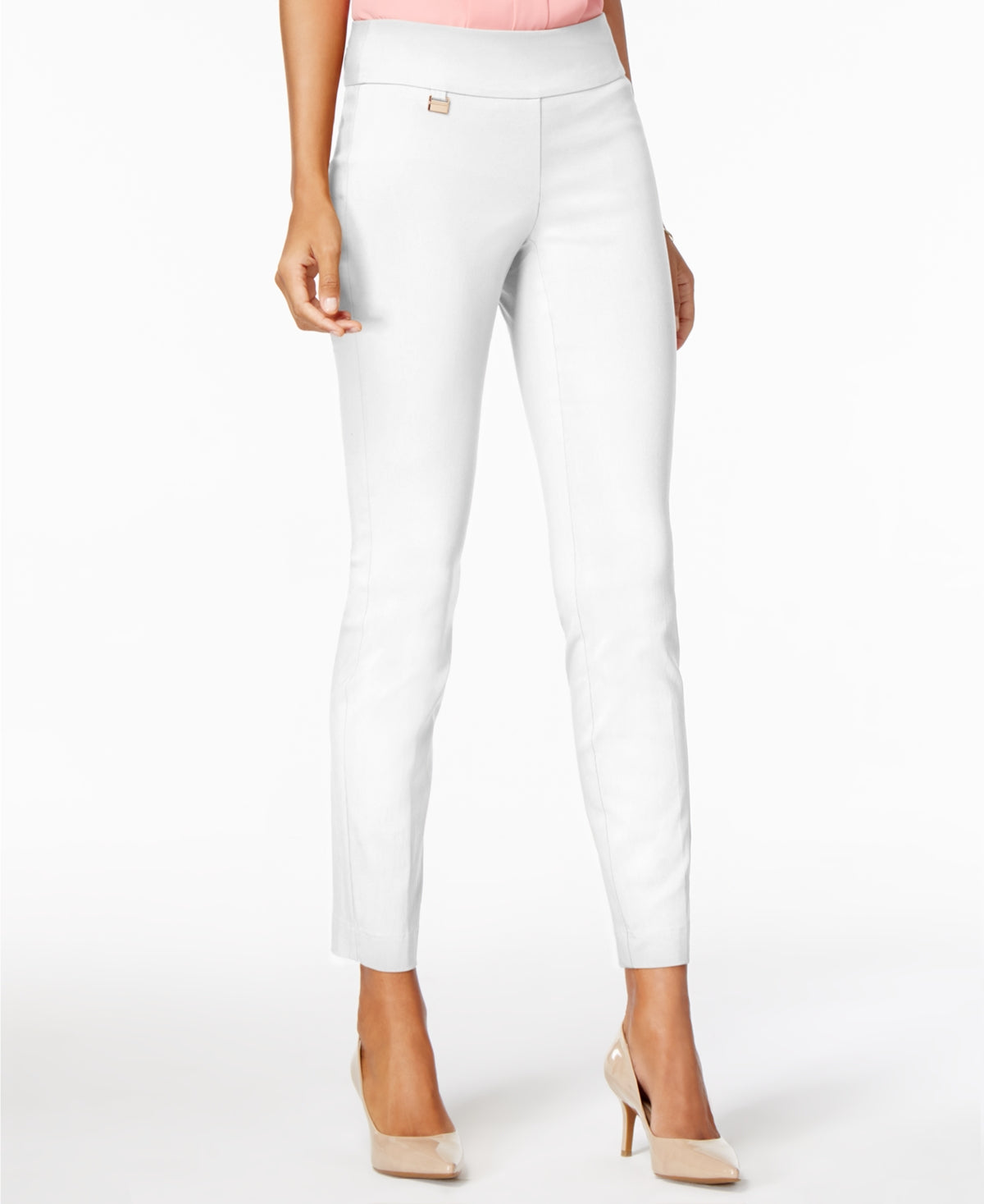 Calça skinny Alfani feminina com controle de barriga, tamanho 4, branca
