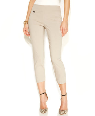 Calça Capri Alfani Essential Pull On Feminina com Controle de Barriga Bege Tamanho 6