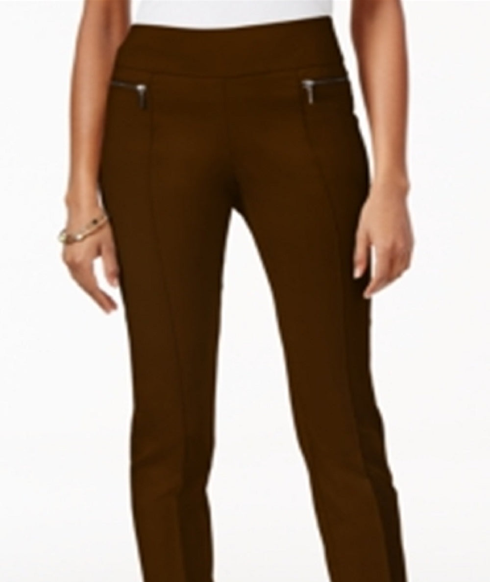 Calça casual feminina skinny legging cintura média estilo &amp; co marrom tamanho pequeno
