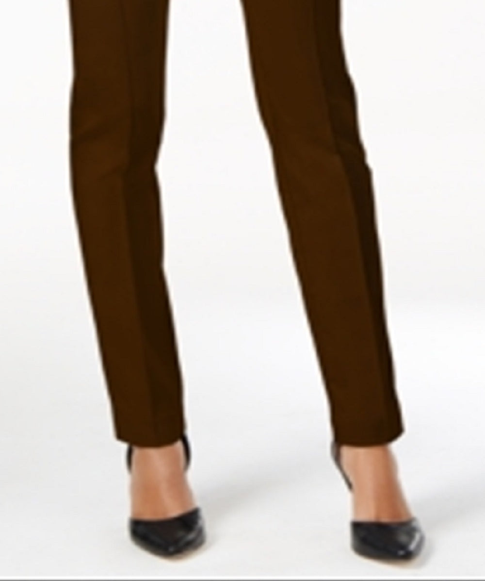 Calça casual feminina skinny legging cintura média estilo &amp; co marrom tamanho pequeno