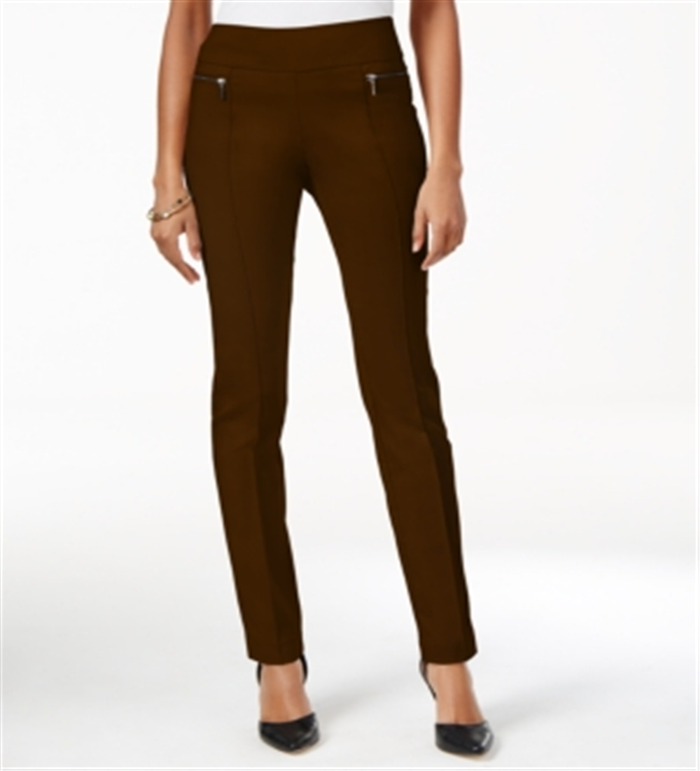 Calça casual feminina skinny legging cintura média estilo &amp; co marrom tamanho pequeno