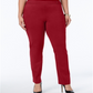 Calça feminina com controle de barriga JM Collection, perna justa, vermelha, tamanho 16W