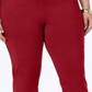 Calça feminina com controle de barriga JM Collection, perna justa, vermelha, tamanho 16W