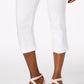 Calça capri feminina com detalhes em renda JM Collection, branca, tamanho extragrande