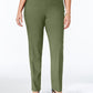 Calça feminina JM Collection com controle de barriga e perna justa, verde, tamanho pequeno