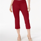 Calça capri feminina com detalhes em renda JM Collection, vermelha, tamanho XX-G
