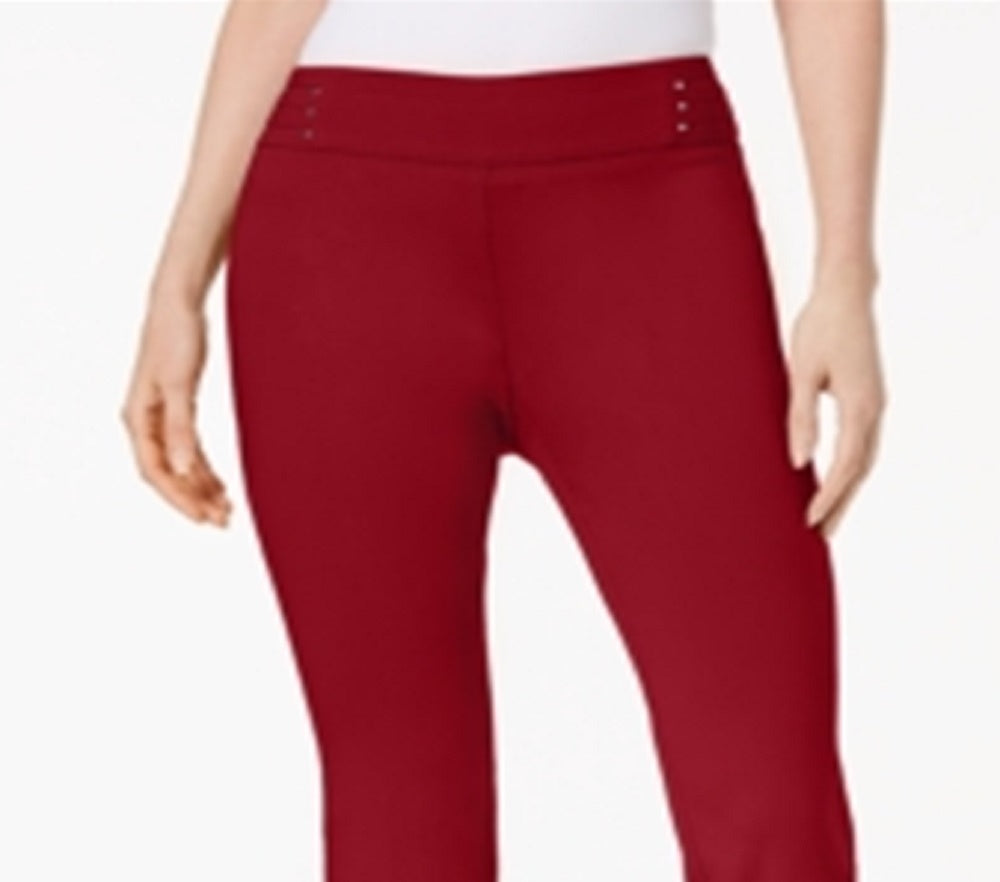 Calça capri feminina com detalhes em renda JM Collection, vermelha, tamanho XX-G
