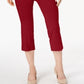 Calça capri feminina com detalhes em renda JM Collection, vermelha, tamanho XX-G