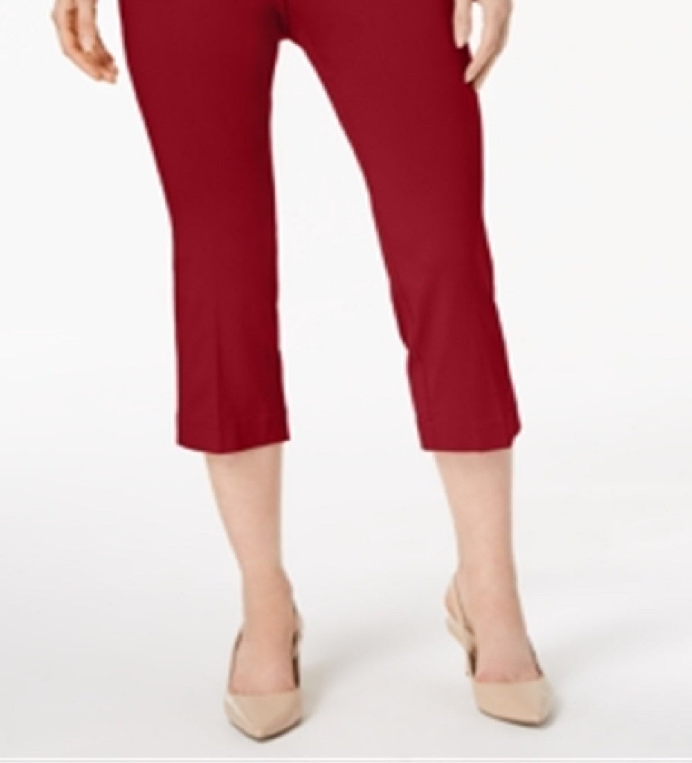 Calça capri feminina com detalhes em renda JM Collection, vermelha, tamanho XX-G