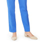 Calça feminina lisa de perna reta para usar no trabalho, azul, tamanho pequeno, da coleção JM