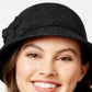 Nine West Cloche de feltro com flores, tamanho regular, preto, feminino