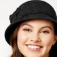 Nine West Cloche de feltro com flores, tamanho regular, preto, feminino