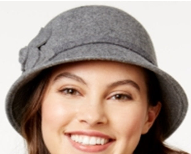 Chapéu cloche de feltro feminino Nine West com estampa floral, tamanho regular, cinza