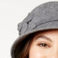 Chapéu cloche de feltro feminino Nine West com estampa floral, tamanho regular, cinza