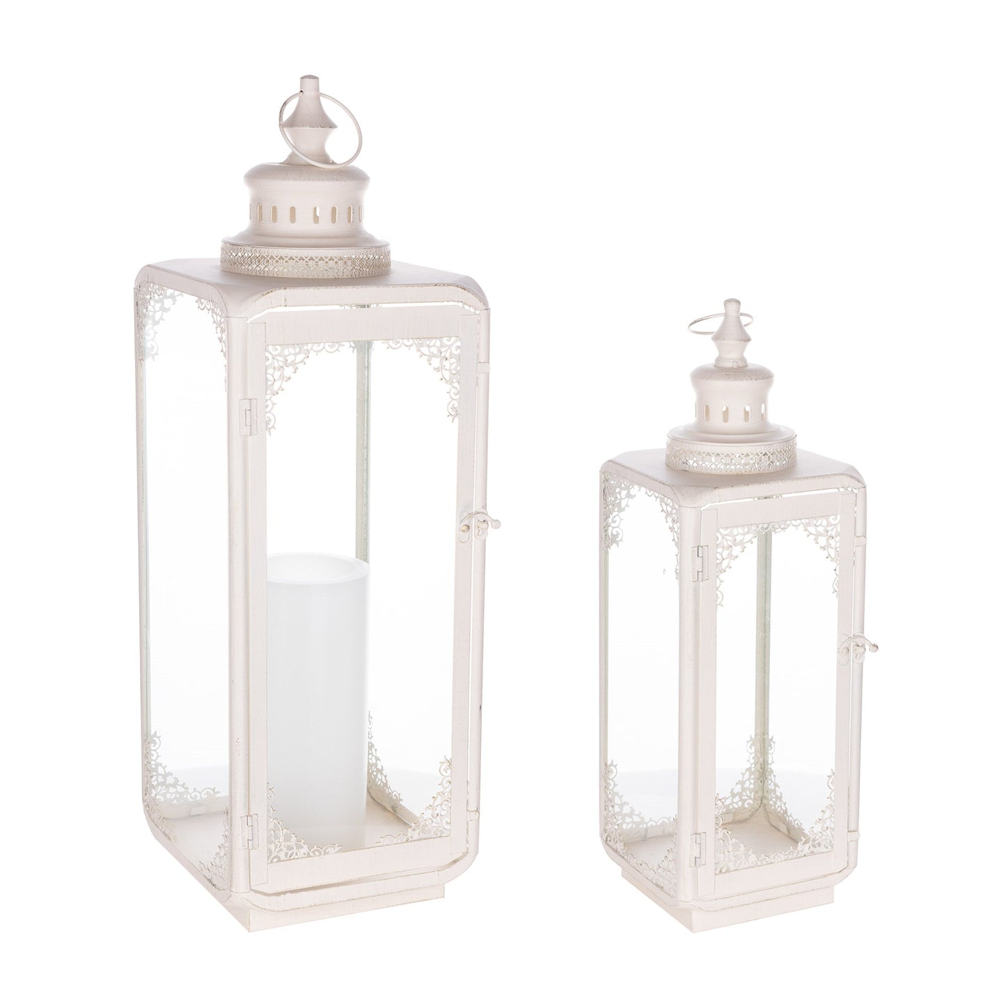 Ornate curved metal lantern (set of 2)