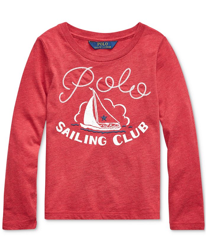 Camiseta Polo Ralph Lauren Infantil Sailing Club Algodão Jersey Vermelha Tamanho 2T