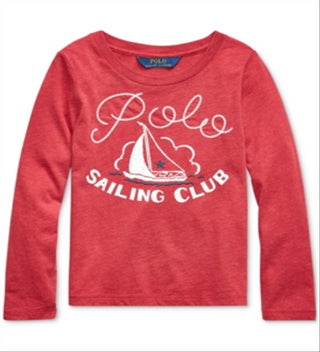 Camiseta Polo Ralph Lauren Infantil Sailing Club Algodão Jersey Vermelha Tamanho 3T
