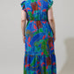 Sugarlips - Malton Tropical Evianna Button Down Flutter Maxi Dress Curve