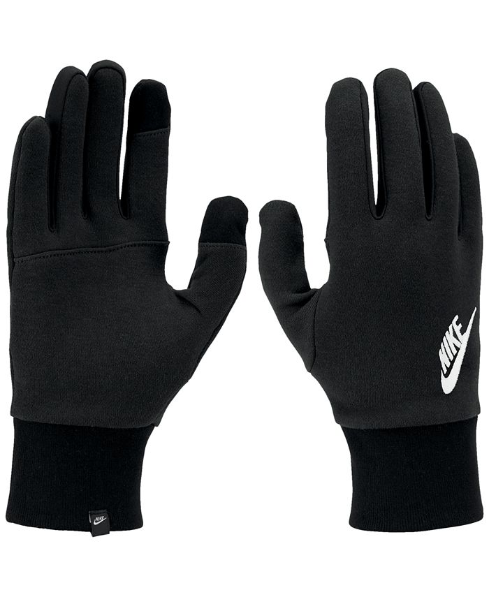 Luvas Nike Club Fleece 2.0 Tech com logotipo bordado, pretas, tamanho médio