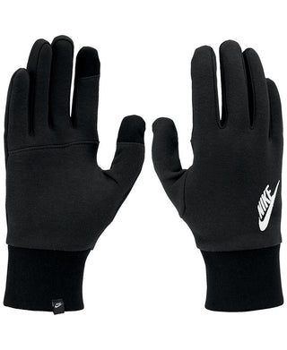Luvas Nike Club Fleece 2.0 Tech com logotipo bordado, pretas, tamanho médio