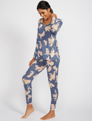 Calça de pijama maternidade feminina alugada, azul, tamanho GG