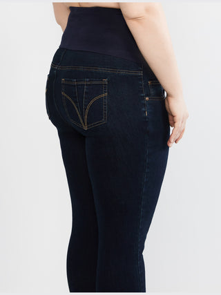 Calça Jeans Maternidade Maternidade Feminina Mama Prima Pós-Gravidez Bolso V Azul Tamanho 2X