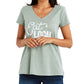 Camiseta de amamentação feminina maternidade verde tamanho pequeno
