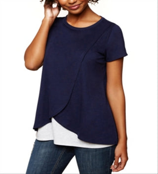 Motherhood Maternity Women's Pull Over Open Front Nursing Tee Blue Size X-Large