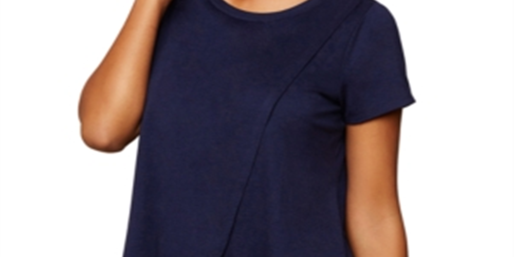 Camiseta de amamentação feminina com frente aberta e manga comprida, tamanho extragrande, azul