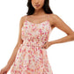 Vestido infantil com estampa floral e cintura franzida, cor rosa, tamanho XX-S