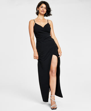 Vestido de festa infantil com fenda alta e esmeralda Sundae, preto, tamanho grande